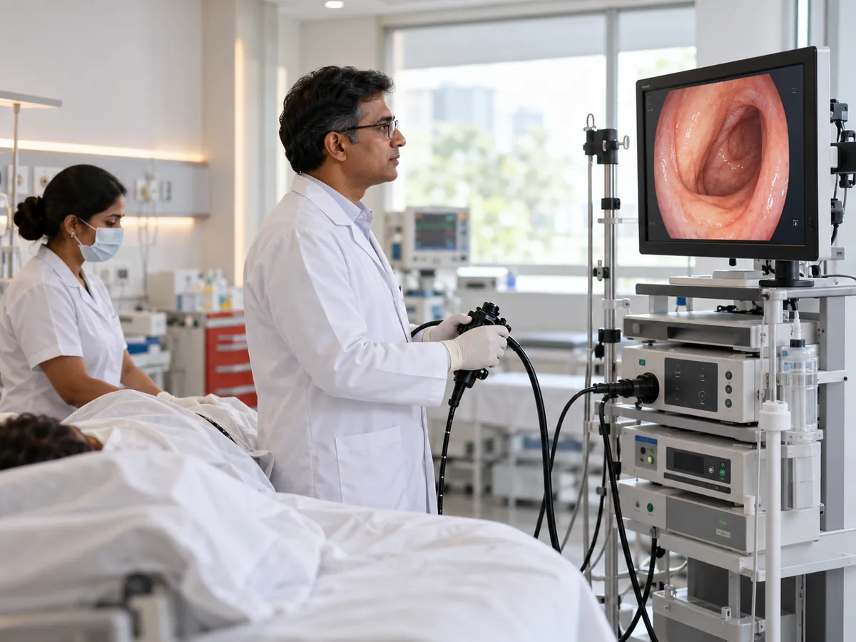 Gastroenterologist performing an endoscopy procedure